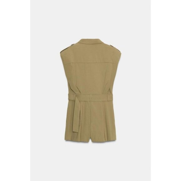 ZARA SHOULDER PAD PLAYSUIT WITH BELT - Picture 7 of 8